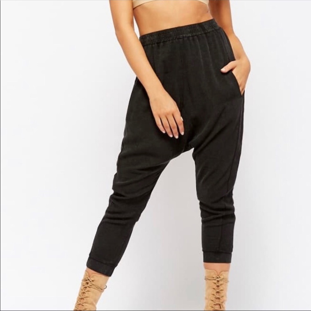 Charcoal high waist crop harem pant xs